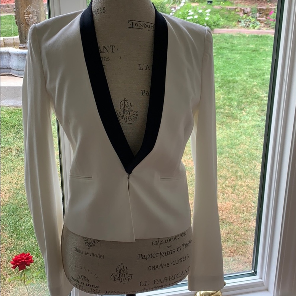 White with black collar suit jacket